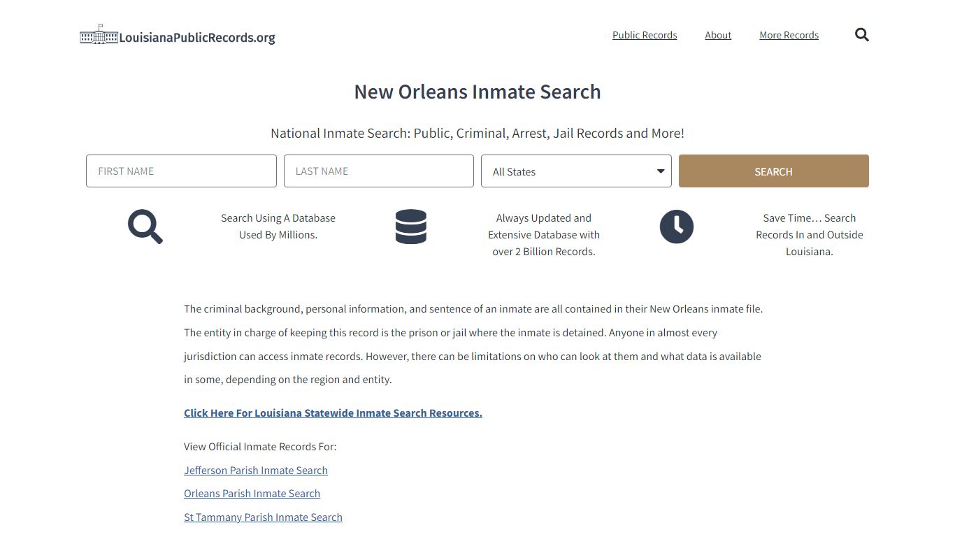 New Orleans Inmate Search - NOPD Current & Past Jail Records