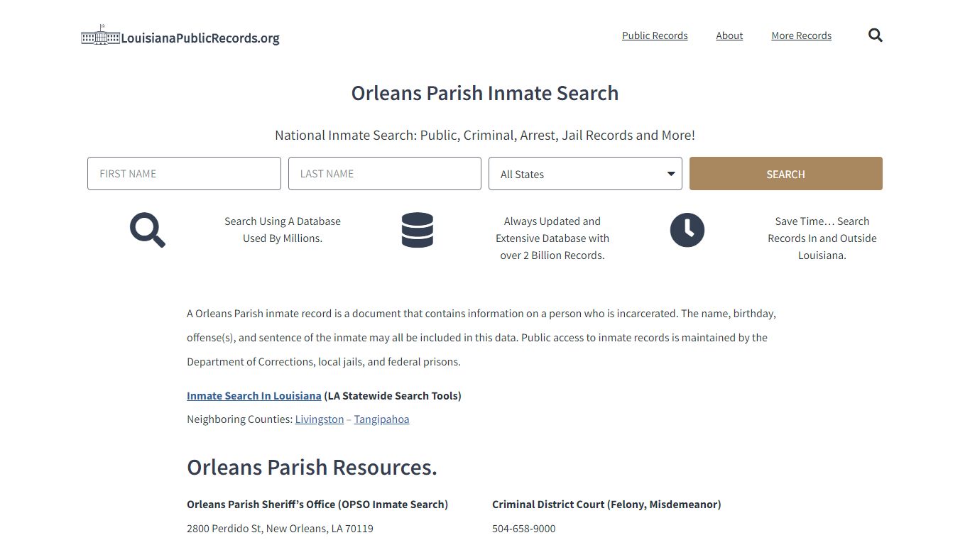 Orleans Parish Inmate Search - OPSO Current & Past Jail Records