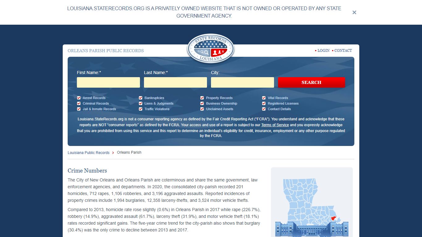 Orleans Parish Arrest, Court, and Public Records | StateRecords.org